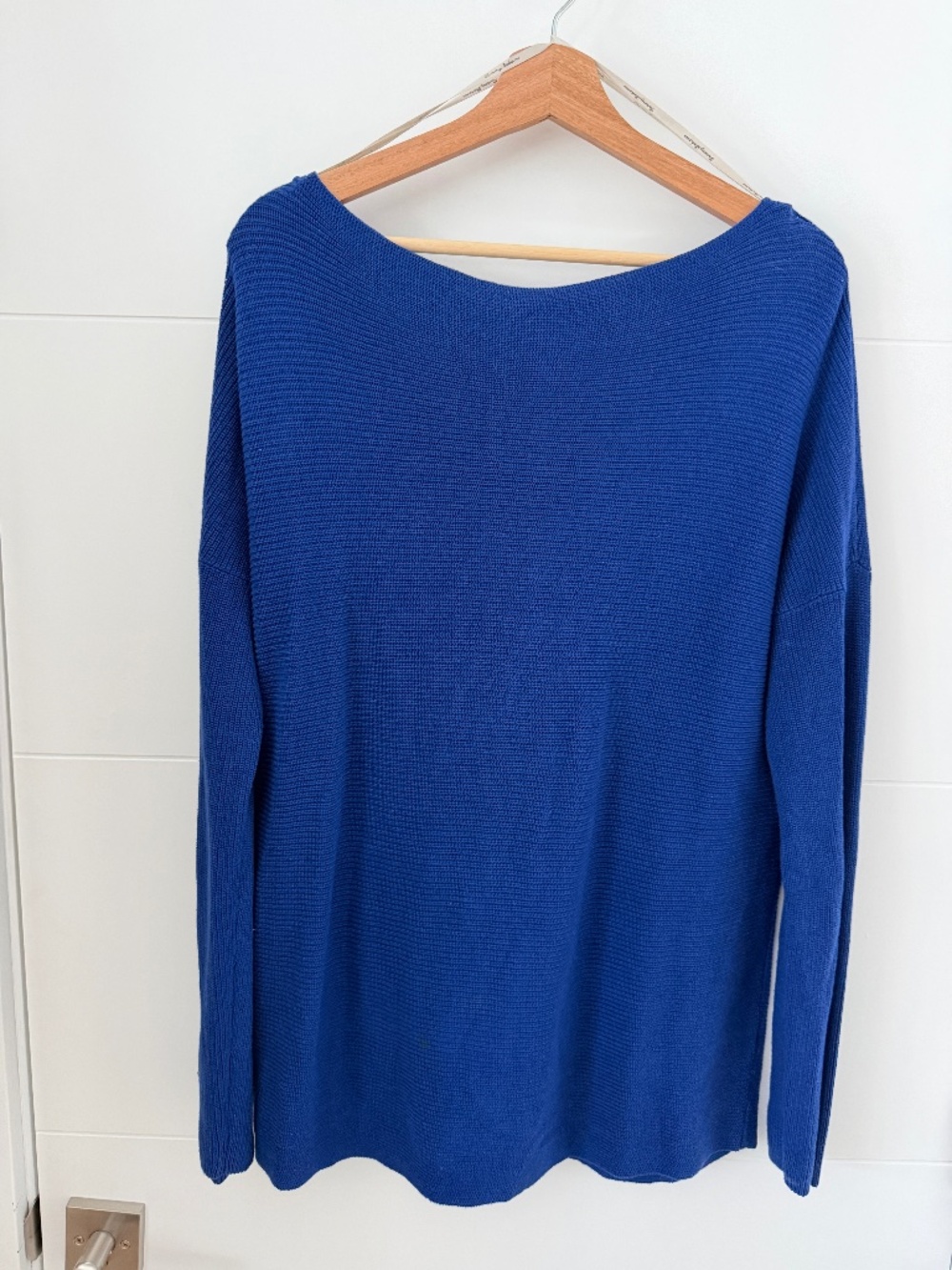 Tommy Bahama Royal Cobalt Blue Ribbed Boatneck Sweater Tunic Womens Medium